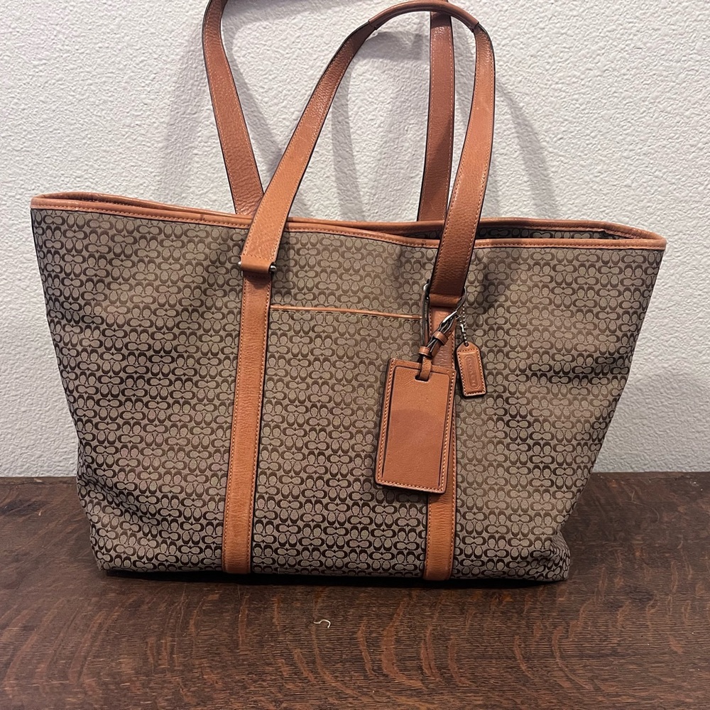 Coach Brown and Tan Signature Weekender - Picture 2 of 6